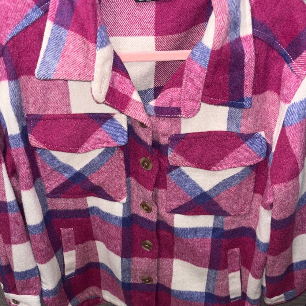 Plaid Button-Up Jacket (Shacket) - Picture 3 of 4